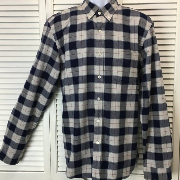 Mens XL Tall J.Crew Mercantile Slim Fit Navy/Brown/Green Plaid Flannel ...